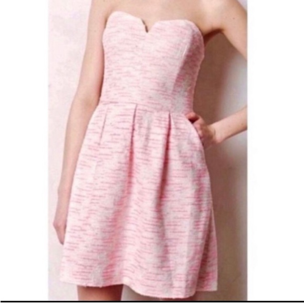 Moulinette Soeurs (by Anthropologie) Pink/Rose Strapless Pasteque Dress, Size 14